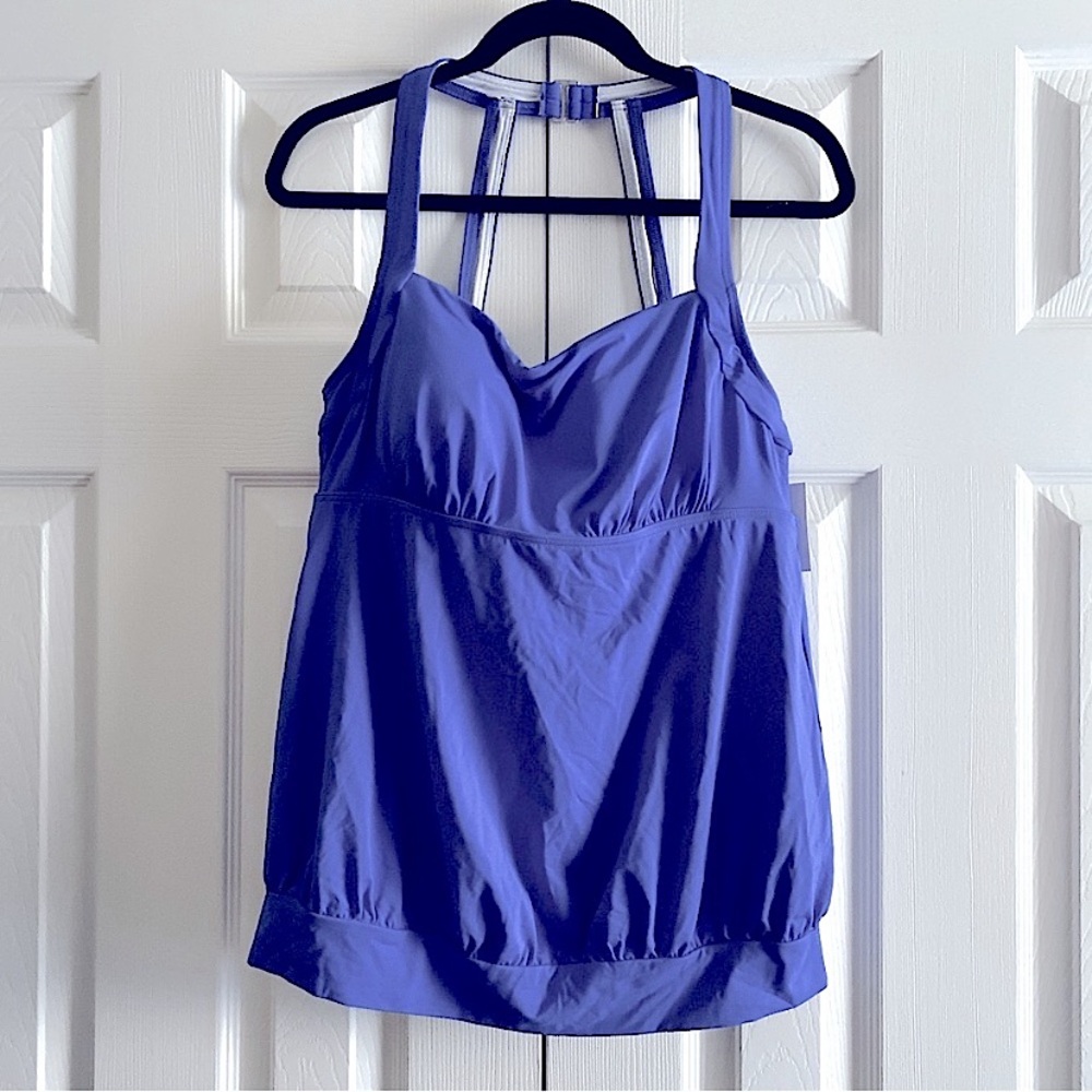LANDSโ END SQUARE NECK SOFT CUP TANKINI BATHING SWIM SUIT TOP Electric Blue 14
